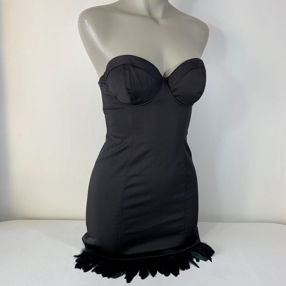 Guess Dresses & Skirts - Guess Black Feather Bustier Corset Cocktail Dress